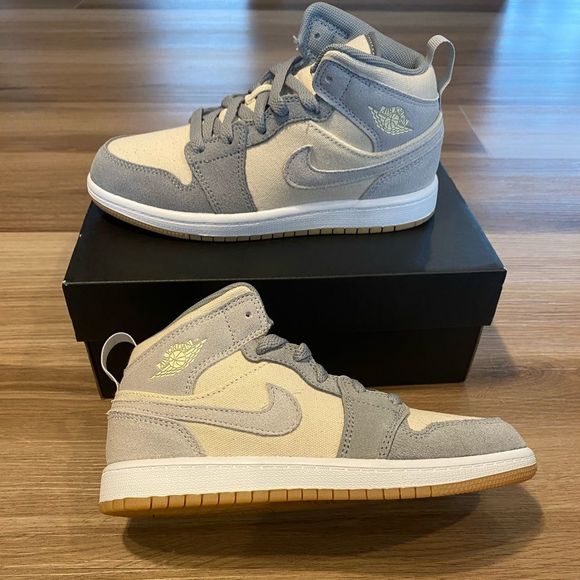 Jordan Other - Nike Air Jordan 1 Mid SE Coconut Milk Particle Grey PS Size 2Y DN4281-100 NEW DS